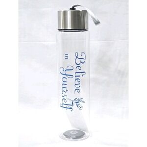 Plastic Tumbler 20oz‎ With Lid Straw "Believe In Yourself" Clear With Silver Top
